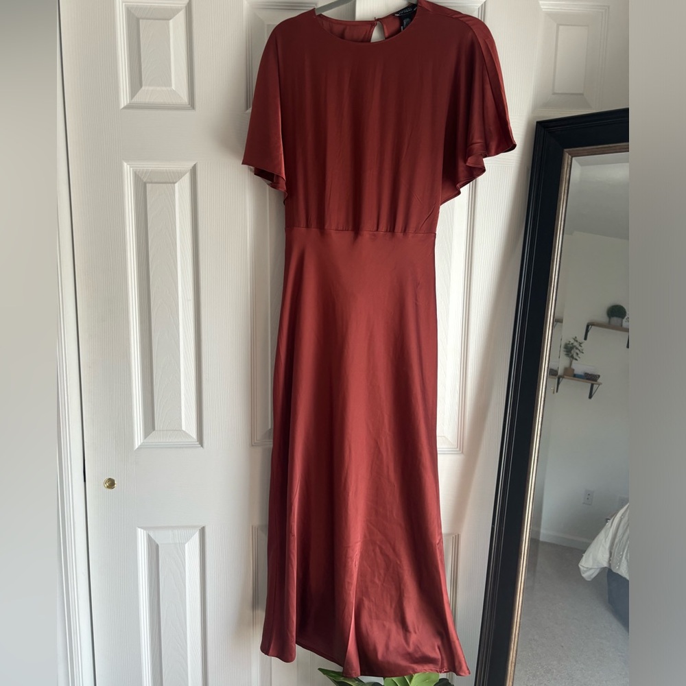 Express Satin Open Back Midi Dress